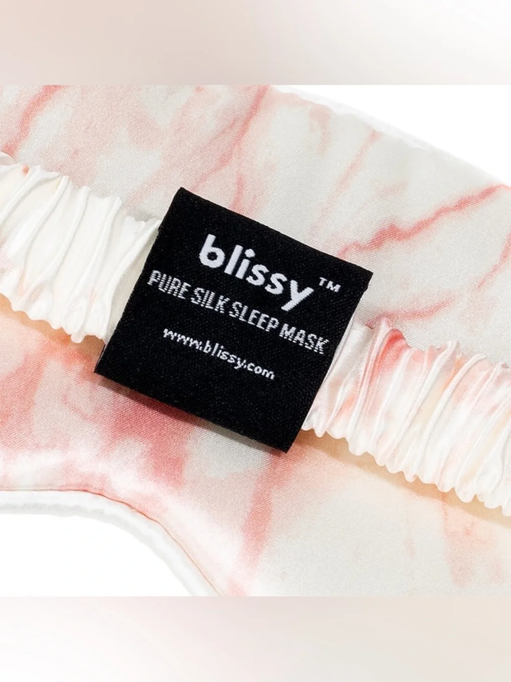 BLISSY 100% MULBERRY SILK SLEEP MASK Rose White Marble w/Pouch NEW/SEALED BOX!